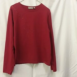 Long sleeve top with bead trim